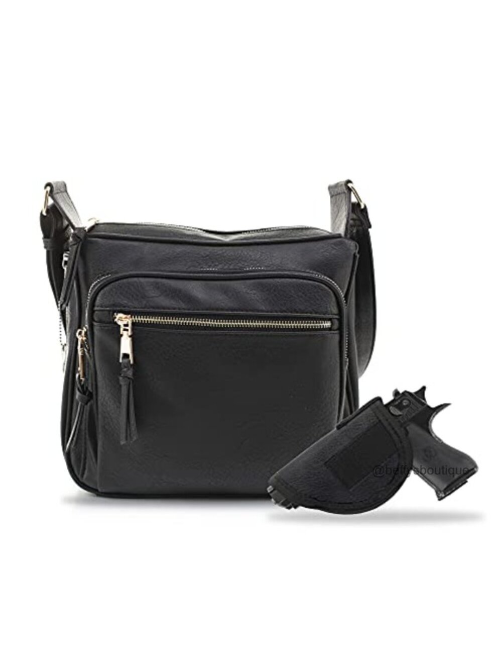Faux Leather RFID Blocking Concealed Carry Crossbody Purse Lock Key